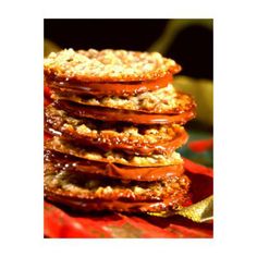 a stack of cookies sitting on top of a table