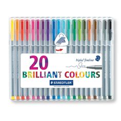 20 different colored crayons are in a box with the words brilliant colours written on them