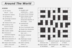 the crossword puzzle is shown in black and white, with words that read around the world