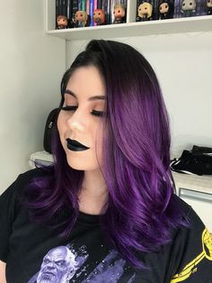 Deep Violet Hair, Violet Hair, Beautiful Curly Hair, Hair Color Purple, Pinterest Hair, Penteado Cabelo Curto, New Hair Colors