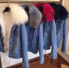 Faux Mink Fur Hooded Fox Fur lining Womens Thicken Parka Jacket Short Coat Denim #Unbranded #BasicCoat Denim Coat Women, Denim Fashion Women, Jean Jacket Men, Denim Coat Jacket, Cordial, Warm Jacket, Denim Short