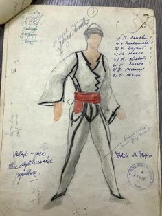 a drawing of a man wearing a karate outfit