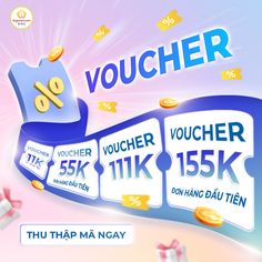 an advertisement for voucher is shown in the air with money coming out of it