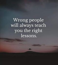 the words wrong people will always teach you the right lessons on an airplane in the sky