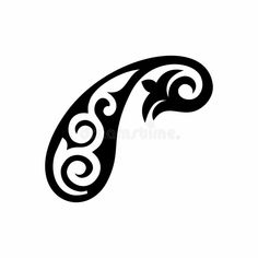 a black and white tattoo design with swirls on the side, in an ornate style