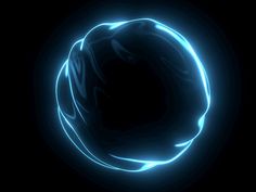 an abstract blue circle on a black background with some light coming from the center and around it