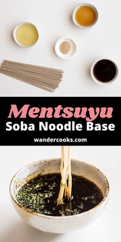 the ingredients for mentsuu soba noodle base