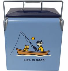 Life is Good® 14qt. Cooler - Jake Fishing - Cooler Cooler Painting Fraternity, Cooler Ideas Fraternity, Formal Coolers, Frat Formal, Painted Coolers, Retro Cooler, Outdoor Cooler