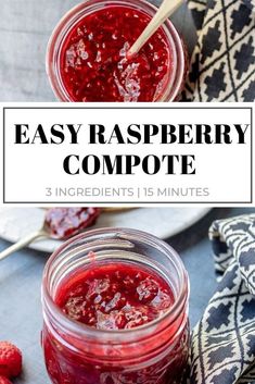 easy raspberry compote recipe in a jar