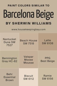 Colors Similar to Barcelona Beige SW 7530 by Sherwin-Williams Barcelona Beige Sherwin Williams, Barcelona Beige, Bennington Gray, Outdoor House Colors, Stained Trim, Biscuit Color, Magnolia Farms, Color Design Inspiration, Kids Playroom Decor