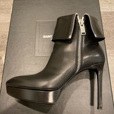 Originally $1,095 Plus Tax, Purchased From The Boutique At South Coast Plaza.Only Worn Few Times, As Shown From The Soles. There Are Tiny Scratches On Both Toes. Sold As-Is. It Comes With Original Box, Additional New Pair Of Heel Tips, And Dust Bags Would Be Included As Well. Ankle Boots Ysl, Yves Saint Laurent Shoes, The Boutique, Saint Laurent Shoes, Yves Saint Laurent, Bootie Boots, Original Box, Saint Laurent, Ankle Boot