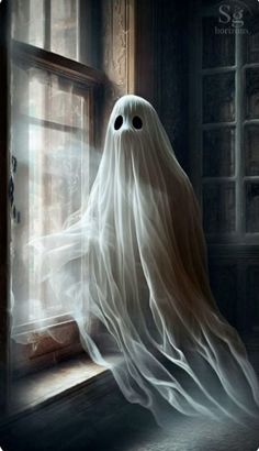 a ghost standing in front of a window