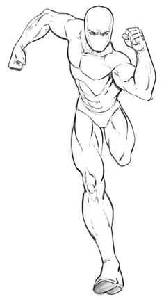 a drawing of a man running with his arm out and one hand in the air