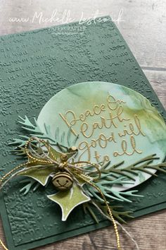 a close up of a christmas card on a table