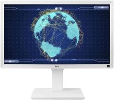 a computer monitor with an image of the earth on it