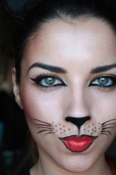 Cat Face Halloween, Fantasy Make-up, Halloween Tattoo, Halloween Makeup Easy