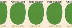 four different shades of green are shown