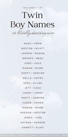 On the hunt for twin boy names for your littles and love unique baby names? Then you'll *love* these modern baby names and cute baby names that I've hand-picked. From *almost* unusual baby names that feel special to popular baby names that are perfect for today, you’ll find *the cutest* name inspiration - so SAVE these strong baby names, unique baby boy names, & boy name ideas to your list for later! (aka cute twin names / twin baby names / twin baby boys / unique twin names / boy name ideas)