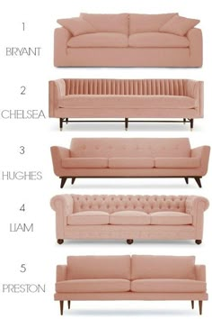 the different types of couches and loveseats are shown in this guide for beginners