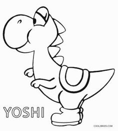 yoshi the dinosaur coloring page for kids to print out and color with your child's name