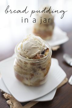 there is a dessert in a jar on the table