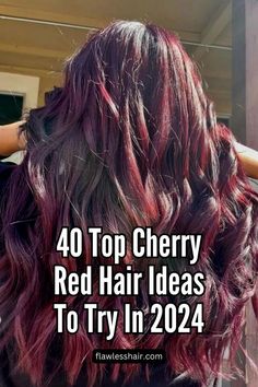 Cherry Red Highlights On Dark Hair Cherry Red Highlights, Red Highlights On Dark Hair, Dark Cherry Hair Color, Cherry Red Hair Color, Dark Cherry Hair, Red Violet Hair Color, Black Cherry Hair Color, Red Violet Hair, Black Cherry Hair