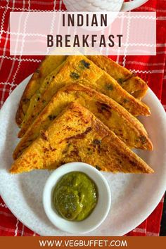 This Bread Besan toast is a protein vegan breakfast from Indian cuisine and is a healthy version of bread pakora. Team it with cilantro dip for a perfect breakfast. Onion Pakora Recipe, Protein Vegan Breakfast, Cilantro Dip, Spicy Tomato Chutney, Bread Pakora, Delicious Healthy Breakfast, Ghee Recipe, Healthy Breakfast On The Go, Pakora Recipes