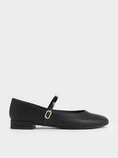 Black Round-Toe Mary Janes | CHARLES & KEITH Charles And Keith Mary Jane, Coordinates Outfits, Charles Keith, Mary Jane Flats, Modern Wardrobe, Shoe Gifts, Clothes Gift, Cropped Jeans, Trending Shoes