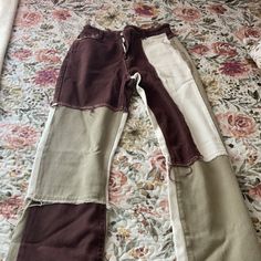 Brand New Never Worn Jeans Recycle, Thrifted Jeans, Brown Jeans, Recycle Jeans, Patchwork Jeans, Oc Ideas, Jeans Color, Colored Jeans, Pant Jumpsuit