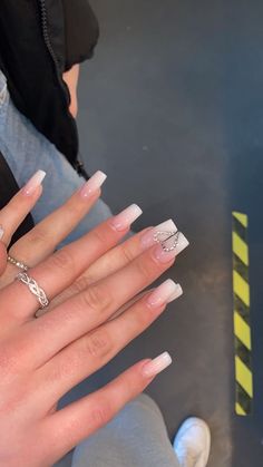 Bff Nail Ideas, Classy Acrylic Nails Square, Nails To Get With Your Best Friend, Nails That Match With Everything, Fancy Acrylics, Bsf Nails Matching, Nails White Heart, Matching Bestie Nails, Best Friend Nails