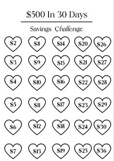 the $ 500 in 30 days savings challenge for valentine's day is now available