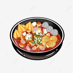 a black bowl filled with lots of different types of food