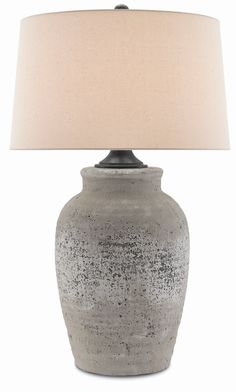 Currey and Company - One Light Table Lamp - Quest - Rustic Gray/Aged Black- Union Lighting Luminaires Decor Gray Lamp, Cement Vase, Farmhouse Table Lamps, Rustic Table Lamps, Grey Lamp, Concrete Lamp, Concrete Finish, Rustic Lamps, Table Lamps For Bedroom