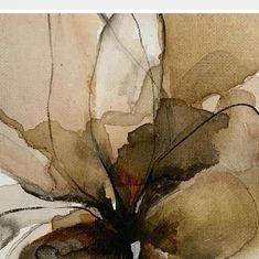 a painting of flowers with brown and white petals