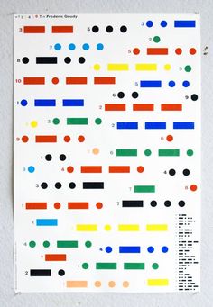 a white paper with colorful dots and lines on the bottom, in different colors that appear to be multicolored