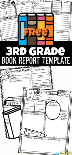 the 3rd grade book report is shown in this freebied printable template for students