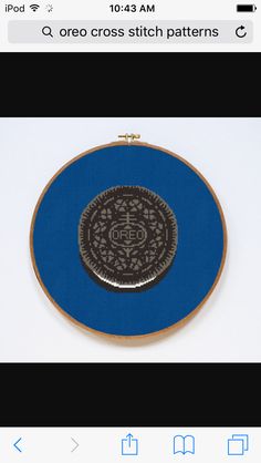 an oreo cross stitch pattern on a blue background