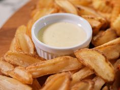 french fries with dipping sauce on the side