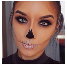 Makijaż Sugar Skull, Easy Skeleton Makeup, Halloween Skeleton Makeup, Makeup Zombie