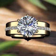 nova ring II - wide engagement ring with lab grown diamond, cigar band - top view Phoenix Ring, Wide Engagement Ring, Wide Band Diamond Rings, Crystal Growth, Diamond Alternatives, Dream Engagement, Rough Crystal, Round Moissanite, 2 Carat