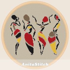 three birds cross stitched together with the word antastitch on it's side