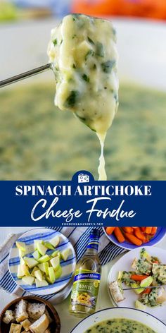 spinach artichoke cheese fondue is an easy and delicious appetizer