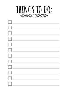 the printable things to do list is shown in black and white with stars on it