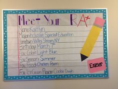 a bulletin board with writing on it that says meet - your - fa's