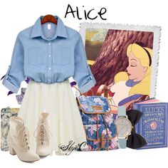 Alice - Spring - Disney's Alice in Wonderland by rubytyra on Polyvore featuring But Another Innocent Tale, UNIONBAY, Topshop, H&M, Disney, Spring, disney, Alice, aliceinwonderland and disneybound Fashion Teenage Girls