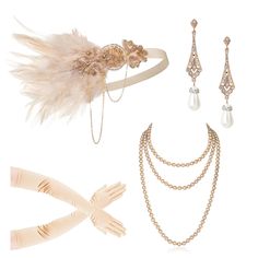 PRICES MAY VARY. Champagne Gold 1920s flapper set Includes: Gold gatsby headpiece 1pc,70'' pearl necklace 1 pack, champagne costume gloves 1 pair, art dero earrings 1 pair. What you see is what you get. Flapper headband: High quality shiny crystal with elastic ribbon,good for theme party, wedding and also daily wear. All of the items are one size that fits most adults Great Gatsby Accessories:70" Pearl Necklace:Timeless classic style,knotted in between each pearl,it's weighty and not cheap plast Elegant Gold Costume Accessories For Party, Gold Gatsby Style Party Jewelry, Vintage Beige Jewelry For Party, Vintage Beige Party Jewelry, Beige Vintage Jewelry For Party, Champagne Costume, 20s Headpiece, 1920 Accessories, Great Gatsby Accessories