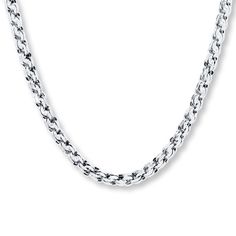 Double links of 10K white gold give this 22-inch men's chain necklace a distinctive look. The chain secures with a lobster clasp. White Gold Wheat Chain Link Necklace, White Gold Chain Link Necklace With Lobster Clasp, White Box Chain Link Necklace, Gold Chain Design, White Gold Necklace, Jared The Galleria Of Jewelry, Mens Chain Necklace, Dope Jewelry, Popular Jewelry