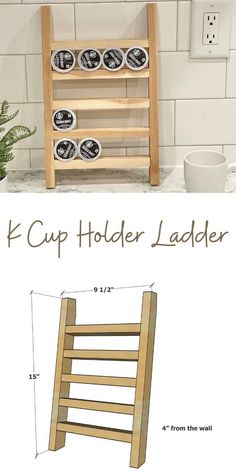 a wooden ladder is shown with the measurements for it to be placed in front of the wall