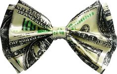 a bow tie with money printed on it