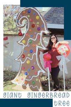 8 foot tall gingerbread tree Gingerbread House Props, Gingerbread Display, Gingerbread Man Decorations, Christmas Parade Floats, Candy Decorations Diy, Outdoor Christmas Diy, Gingerbread Diy, Giant Cookie, Gingerbread Christmas Decor